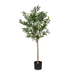 Relaxdays - Olivier artificiel, olives, arbre décoratif, détails réalistes, h x d : 120 x 60 cm, vert et marron