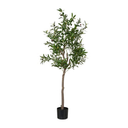 Relaxdays - Olivier artificiel, olives, arbre décoratif, détails réalistes, h x d : 150 x 65 cm, vert et marron