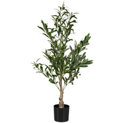 Relaxdays - Olivier artificiel, arbre décoratif, détails réalistes, h x d : 90 x 50 cm, vert et marron