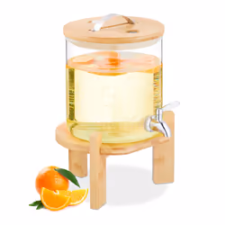 Relaxdays 4052025870751, 5 L, Transparent, Bambou, Verre, Acier inoxydable, 235 mm, 300 mm, 360 mm