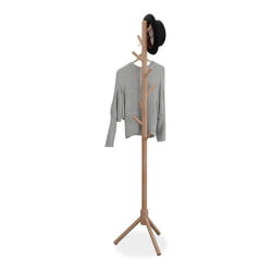 Relaxdays Portemanteau en bois de hêtre 8 crochets pour vos vestes H x L x P : 173 x 435 x 37 cm nature