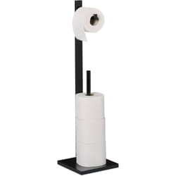 Relaxdays - Support pour le papier toilette, pour 5 rouleaux en tout, non fixe, bambou et mdf, hlp 71x19x19 cm, noir