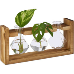 Relaxdays - Lot de 3 vases décoratifs, géométrique, tubes à essai, pour fleurs & plantes, 13x28x6,5 cm, transparent/nature