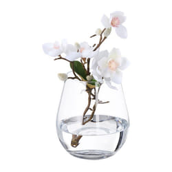 Relaxdays Vase décoratif en verre clair pour vos fleurs à poser sur la table dimensions HxD : 16 x 14 cm transparent