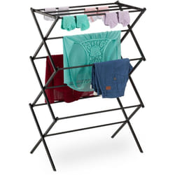 Relaxdays - tendoir à linge, pliable, 11 barres, 6 niveaux, métallique, h x l x p : 105 x 73 x 37 cm, noir