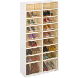 Meuble à chaussures, avec roulettes, pliable, pour 36 paires, hlp : 169 x 86,5 x 34,5 cm, blanc et marron - Relaxdays