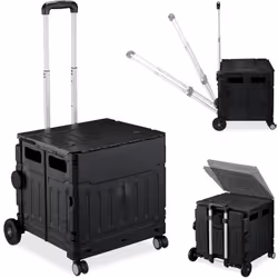 Faites vos courses avec le sourire grâce à ce chariot de courses pliable. Avec son grand volume et sa capacité de charge élev ...