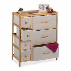 Relaxdays Commode à 7 tiroirs HLP :73 x 615 x 325 cm meuble de rangement chambre salon beige/nature