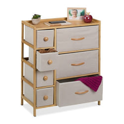 Relaxdays Commode à 7 tiroirs HLP :73 x 615 x 325 cm meuble de rangement chambre salon beige/nature