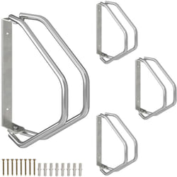 Relaxdays - support mural pour vélo, lot de 4, acier robuste, râtelier garage, pivotant à 180°, porte-vélo, argenté