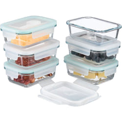 Relaxdays - Boîtes alimentaires en verre, lot de 6, couvercle hermétique en plastique, 370 ml, récipients, transparents