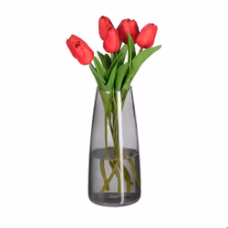 Relaxdays Grand vase décoratif pour vos fleurs en verre dimensions H x D : 215 x 10 cm gris