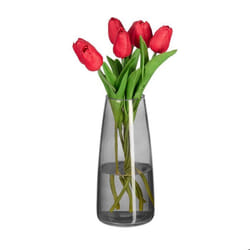 Relaxdays Grand vase décoratif pour vos fleurs en verre dimensions H x D : 215 x 10 cm gris