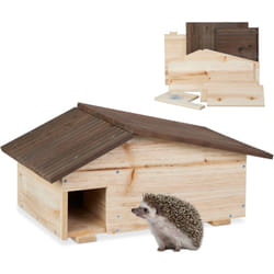 Abri pour hérisson avec fond, 2 parties, quartier d'hiver, h x l x p : 24 x 46 x 33,5 cm, nature - Relaxdays
