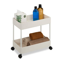 Relaxdays Chariot de cuisine, 2 niveaux, desserte, HLP : 38 x 39,5 x 21,5 cm, salle de bain, bureau, blanc