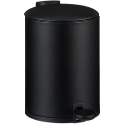 Relaxdays - Poubelle de salle de bain, 3 l, fermeture en douceur, aspect mat, seau amovible, à pédale, noire