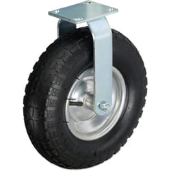Relaxdays - Roulette fixe, 3.50-6, roue pneumatique, caoutchouc, plaque en acier, 120 kg, noir/argenté