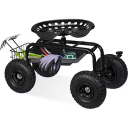 Relaxdays - Siège roulant de jardin, réglable en hauteur, 150 kg, accessoire jardinage, 4 roues, noir