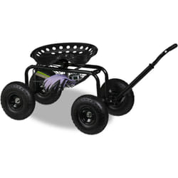 Relaxdays - Siège roulant de jardin, réglable en hauteur, 150 kg, tabouret jardinage, 4 roues, acier, noir