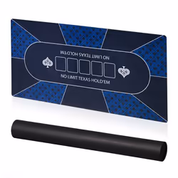 Relaxdays Tapis de poker ou Texas holdem dessous antidérapant emballage 10 joueurs 120 x 60 cm bleu