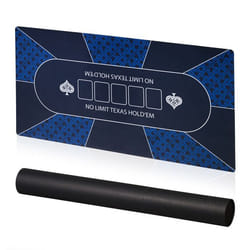 Relaxdays Tapis de poker ou Texas holdem dessous antidérapant emballage 10 joueurs 120 x 60 cm bleu