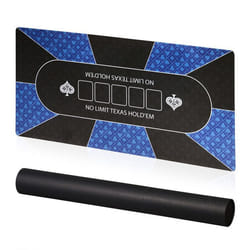 Relaxdays Tapis de poker ou Texas holdem dessous antidérapant emballage 10 joueurs 120 x 60 cm bleu et noir