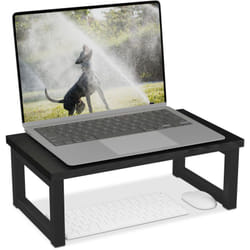 Relaxdays - Support pour moniteur, rehausseur pour ordinateur sur le bureau,, design moderne, 15 x 40 x 23 cm, noir
