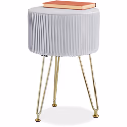 Cet élégant tabouret recouvert de velours et doté de pieds en épingle à cheveux apportera une touche déco esthétique dans tou ...