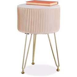 Cet élégant tabouret recouvert de velours et doté de pieds en épingle à cheveux apportera une touche déco esthétique dans tou ...