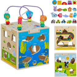 Relaxdays - Cube d'activité en bois, design b, pour enfants dès 3 ans, avec circuit de motricité, multicolore