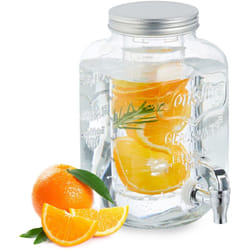 Relaxdays - Distributeur de boisson, en verre, avec compartiment et couvercle, volume : 4 litres, transparent