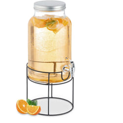 Distributeur de boisson, en verre, avec support et couvercle, volume : 6 litres, transparent - Relaxdays