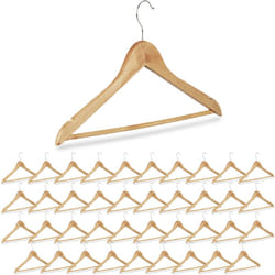 Relaxdays - Cintres, lot de 40, chemises, barres pour pantalons & jupes, crochet 360°, en bois, nature