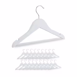 Relaxdays Cintres pour enfants lot de 20 pièces en bois crochet pivotant entretoise & encoches blanc