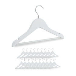 Relaxdays Cintres pour enfants lot de 20 pièces en bois crochet pivotant entretoise & encoches blanc