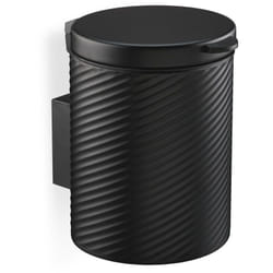 Relaxdays Poubelle de salle de bain, fixation murale, 5 litres, mécanisme de fermeture, seau intérieur, métal, noire