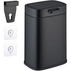 Relaxdays Poubelle suspendue, 5 litres, salle de bain, cuisine, seau amovible, à suspendre ou coller, noire