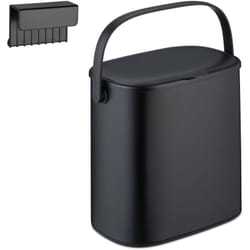 Relaxdays - Poubelle de salle de bain à suspendre, 5 litres, couvercle amovible et poignée, cuisine, wc, noire