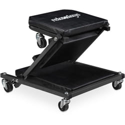 Relaxdays Tabouret d'atelier 2 en 1, chariot de mécanicien, pliable, roues pivotantes à 360°, siège garage, acier, noir
