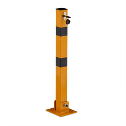 Relaxdays Poteau de parking rabattable, borne de stationnement en acier, H : 65 cm, verrouillable, jaune/noir