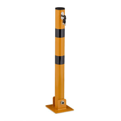 Relaxdays - Poteau de parking rabattable, borne de stationnement en acier, h : 65 cm, verrouillable, jaune/noir
