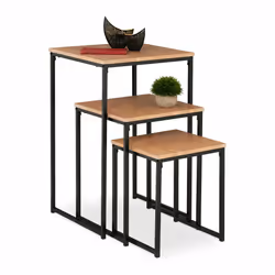 Relaxdays 4052025875435, Table de chevet, Noir, Bois, Fer, Panneaux MDF, Polyvinyl chloride (PVC), 30 kg