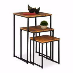 Relaxdays 4052025875442, Table de chevet, Noir, Marron, Fer, Panneaux MDF, Polyvinyl chloride (PVC)