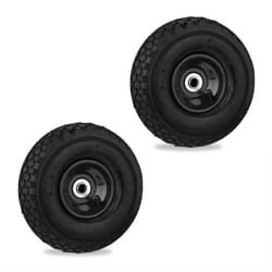 Relaxdays - Roues pour diable, lot de 2, 4.1/3.5-4, pneumatiques, axe de 17 mm, 255x90 mm, 136 kg, noirs