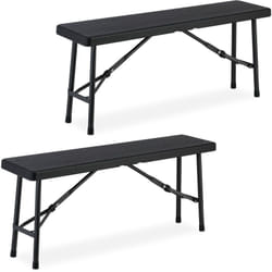 Relaxdays - Banc pliable, lot de 2, acier et plastique, pour jardin, terrasse, camping, hlp : 42x100x25 cm, noir