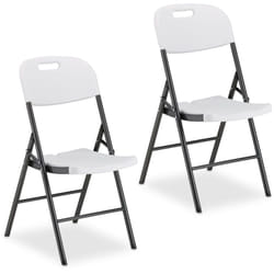 Relaxdays - Chaise de jardin pliante, lot de 2, pour l'extérieur, 150 kg, résistante aux intempéries, noir-blanc