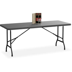 Relaxdays - table de jardin pliante, 72 x 180 x 74 cm, plastique et acier, 8 personnes, table de camping, grise