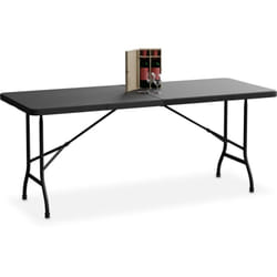 Relaxdays - table de jardin pliante, 72 x 180 x 74 cm, plastique et acier, 8 personnes, table de camping, noire