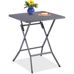 Relaxdays - table de jardin pliante, HxLxP : env. 73x62x62 cm, pour balcon, terrasse, camping, carrée, grise