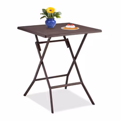 Relaxdays table de jardin pliante HxLxP : env. 73x62x62 cm pour balcon terrasse camping carrée marron